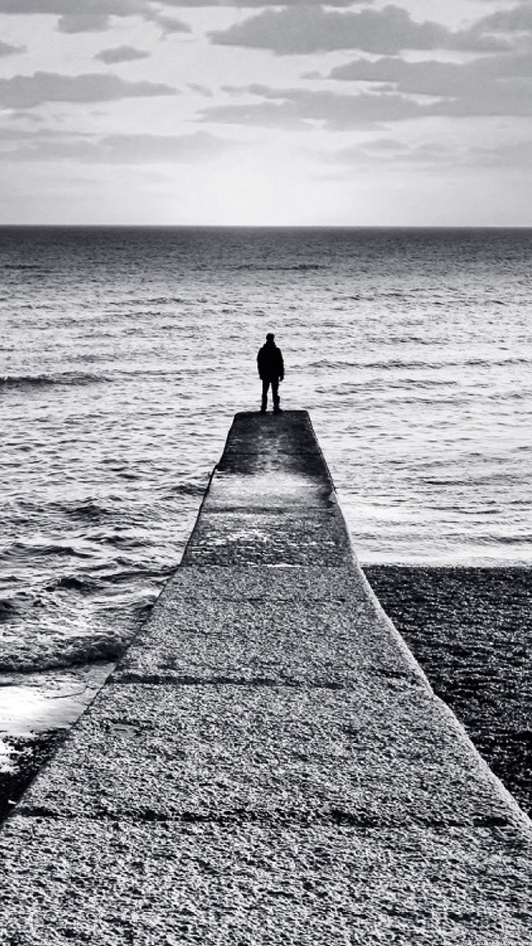 面向大海的孤独背影,非主流手机壁纸