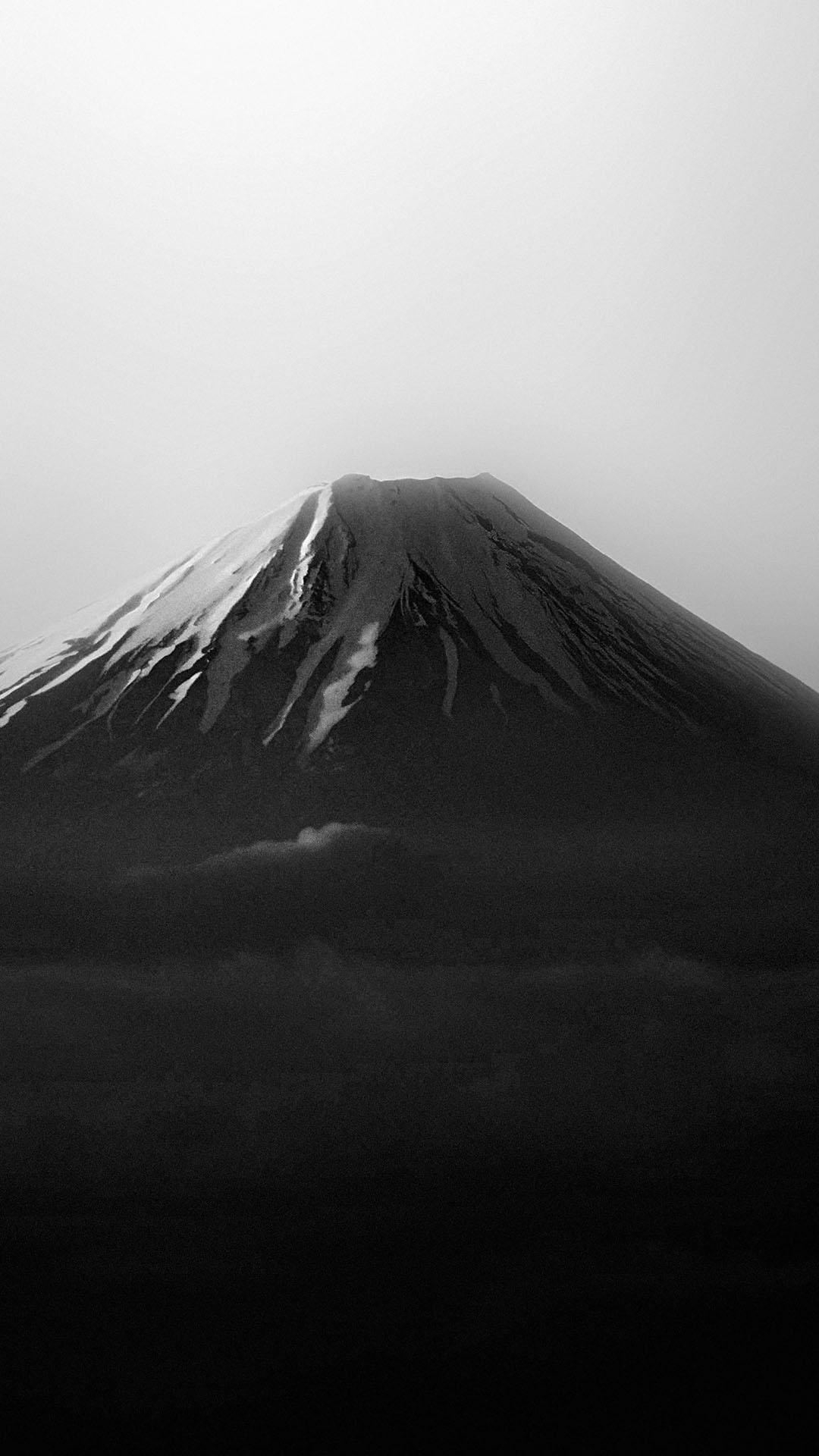 日本富士山黑白,风景手机壁纸
