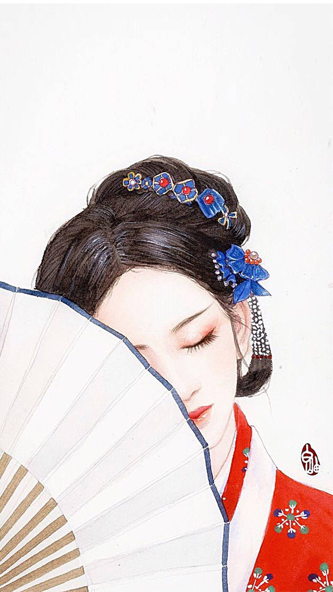 唯美古典中国风美女手绘高清手机壁纸风格手机壁纸下载美桌