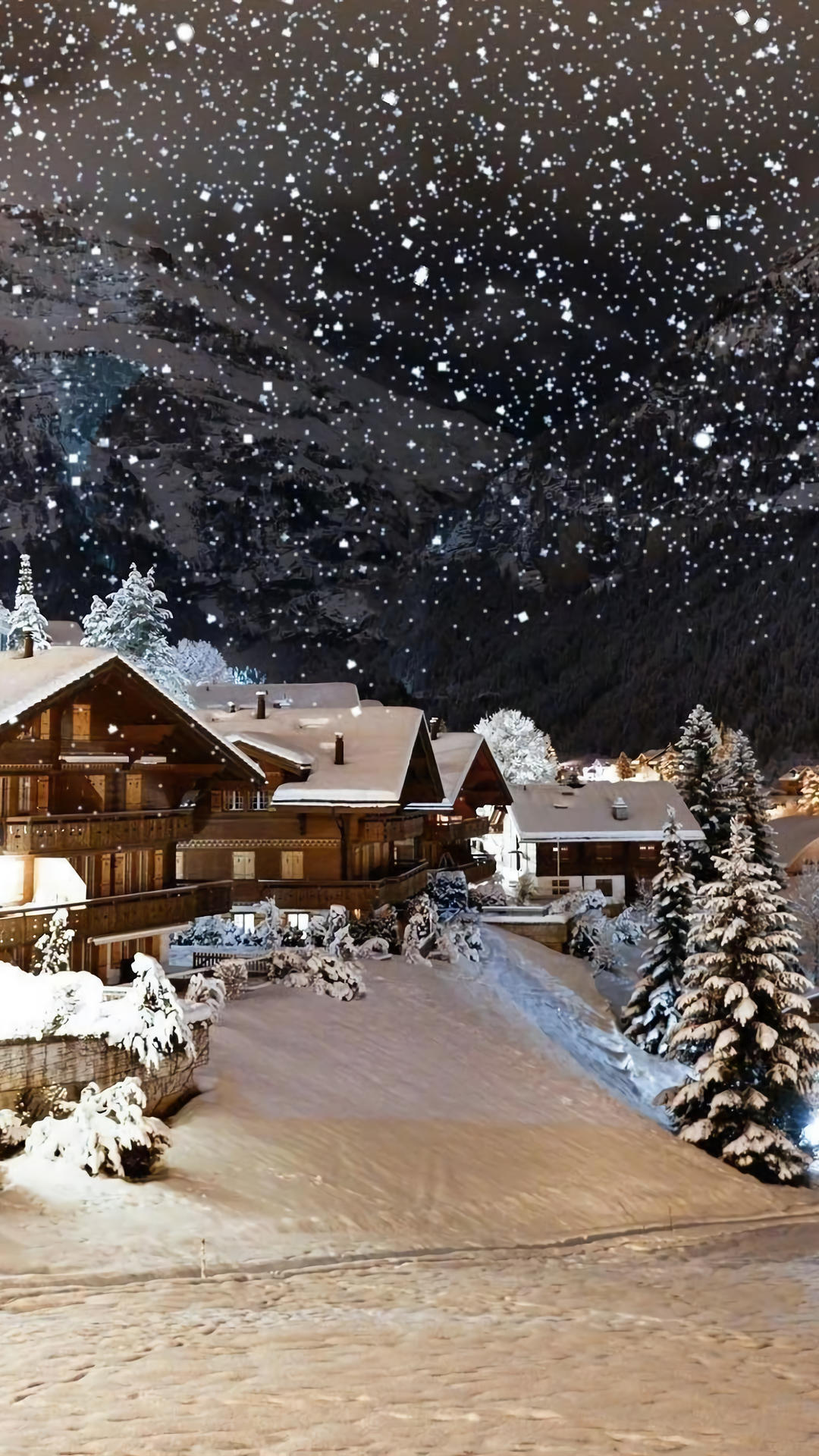 瑞士,雪景,白雪,冬天,夜晚,唯美,浪漫,风景