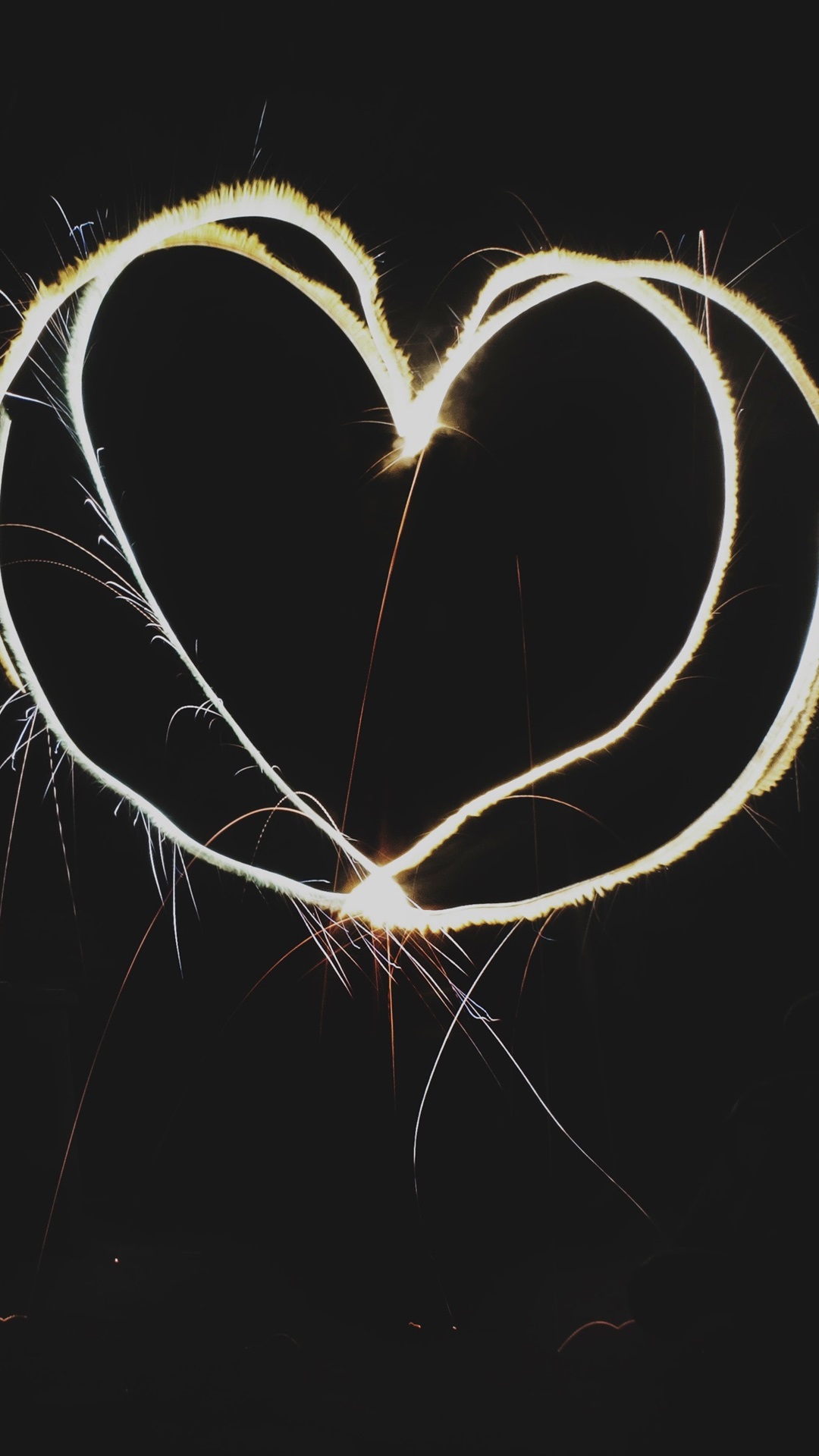 爱的心,烟花,黑色的背景iphone壁纸