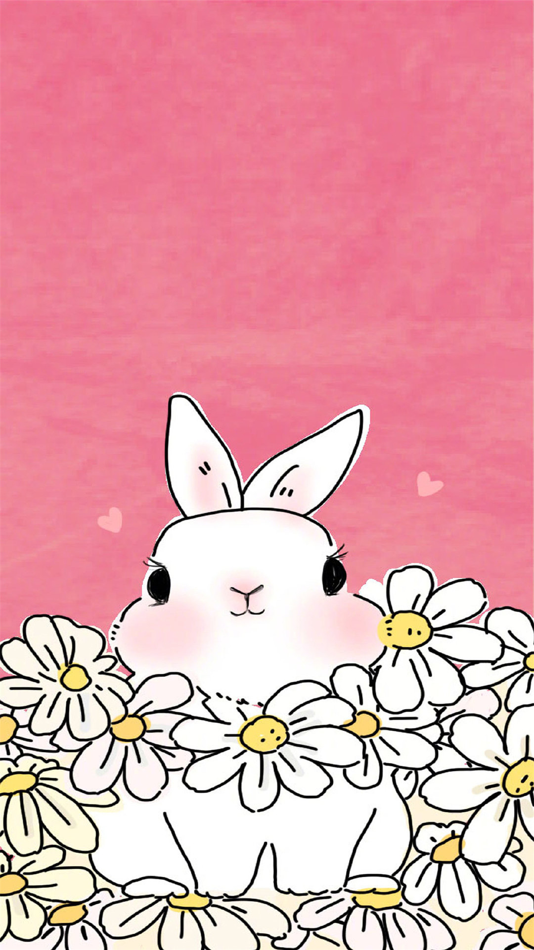粉色可爱小兔子手绘高清手机壁纸